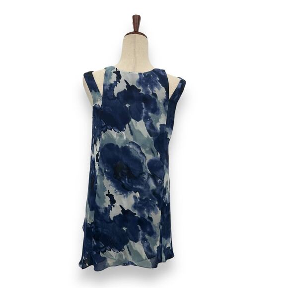 Soft Surroundings Top Size XS Blue Tunic Tank Boho Watercolor Layered Blouaw - Picture 7 of 12